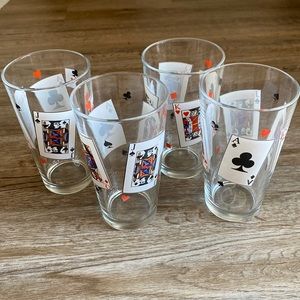 Playing Card Retro Vintage Drinking Glasses Poker Card Tumbler Bundle